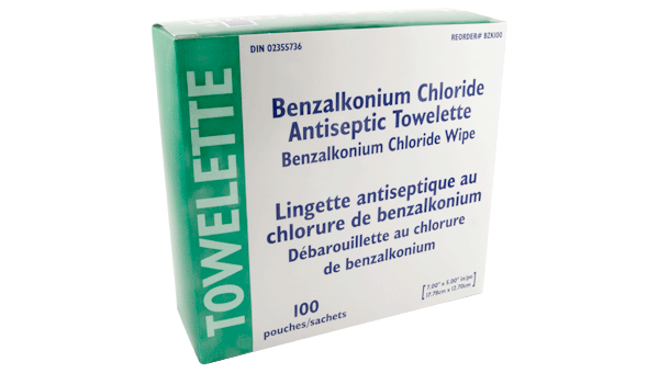Lingettes antiseptiques au chlorure de benzalkonium | D-BZK100