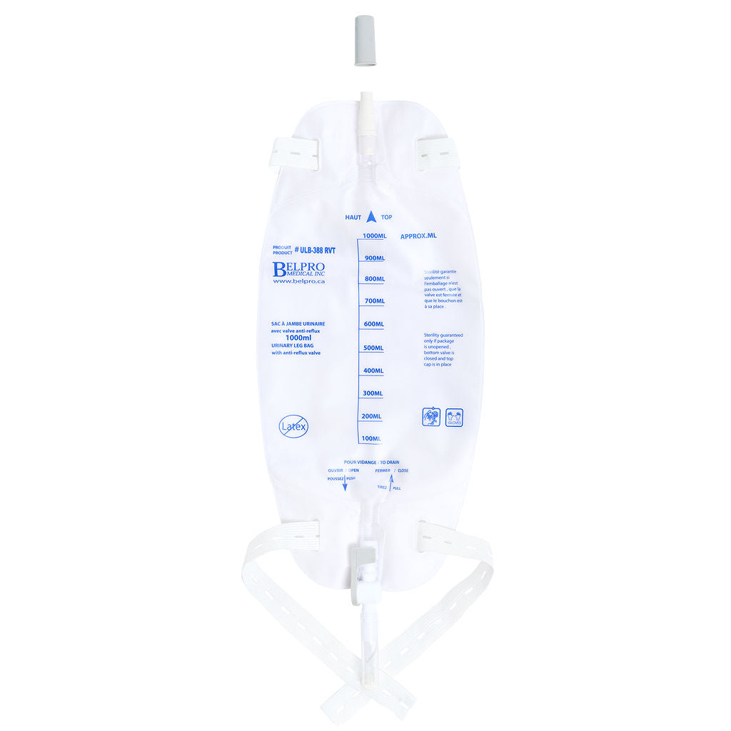 Sac à jambe avec valve de vidange à levier 1000ml | BP-ULB-388RVT