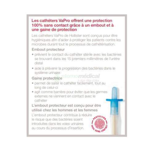 Cathéter intermittent à embout droit VaPro F-Style 100% sans contact (30/bte) Cathéters prélubrifiés Hollister