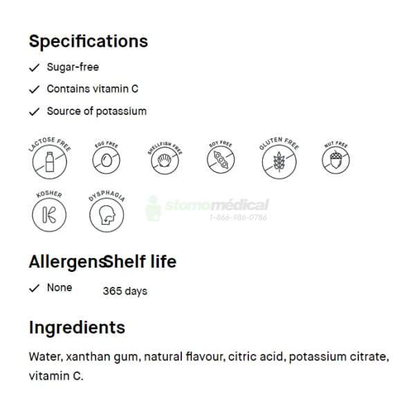 Oasis Hydra+ Eau citronnée / Lemon water (24 x 118ml) - IDDSI 2 et IDDSI 3 boissons épaissies Lassonde