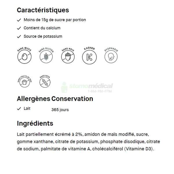 Oasis Hydra+ Lait / Milk (12 x 1L) - IDDSI 2 et IDDSI 3 boissons épaissies Lassonde