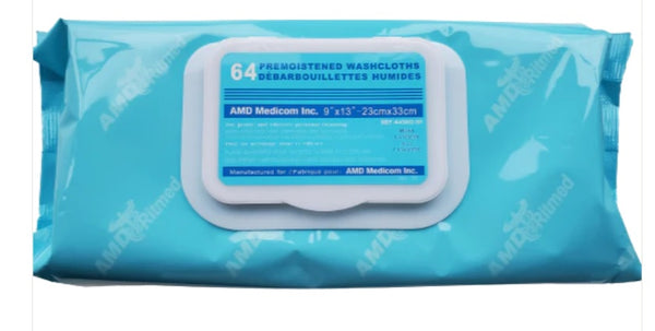 Débarbouillettes humides sans fragrance AMD - 8 x 64 | A40002-SF