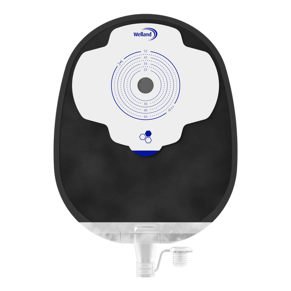 Aurum Plus, Une pièce -Urostomie, Sacs Maxi, Noir, Ouverture de Départ 13mm - 55mm | X1U1E13S