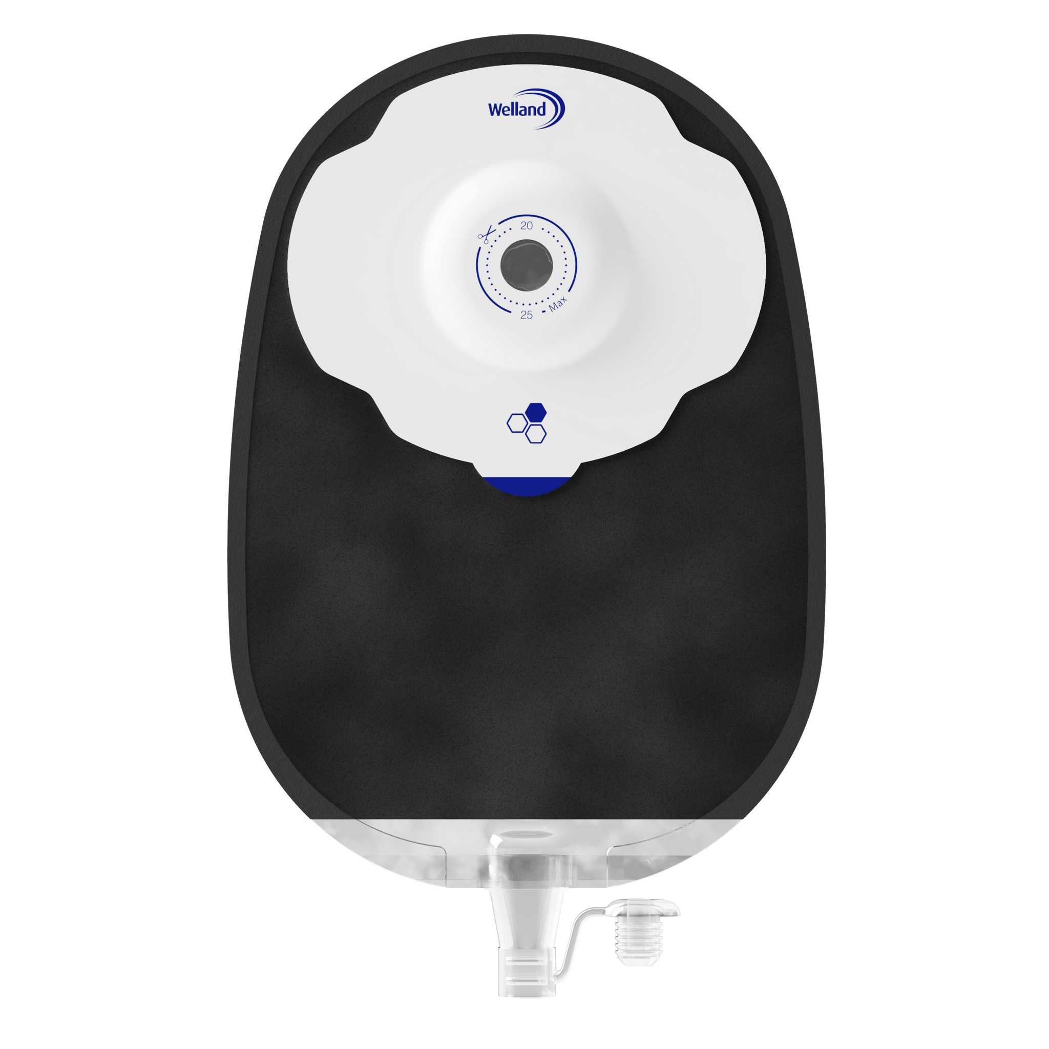 Aurum Plus, Une pièce - Urostomie, Noir, Maxi, Ouverture de Départ 13mm à Découper Jusqu'à 25mm | X1U1R136113