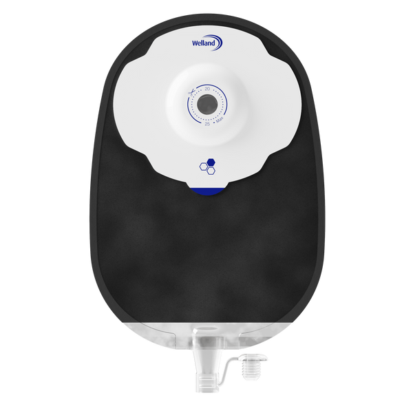 Aurum Plus, Une pièce - Urostomie, Noir, Maxi, Ouverture de Départ 13mm à Découper Jusqu'à 25mm | X1U1R136113