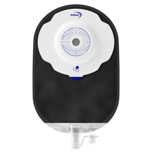 Aurum Plus, Une pièce - Urostomie, Noir, Maxi, Ouverture de Départ 13mm à Découper Jusqu'à 48mm | X1U1R136313
