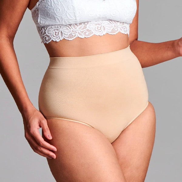 Fulciosupport seamless high-waisted briefs with light support for women in beige - large/Xlarge | CUI FG38