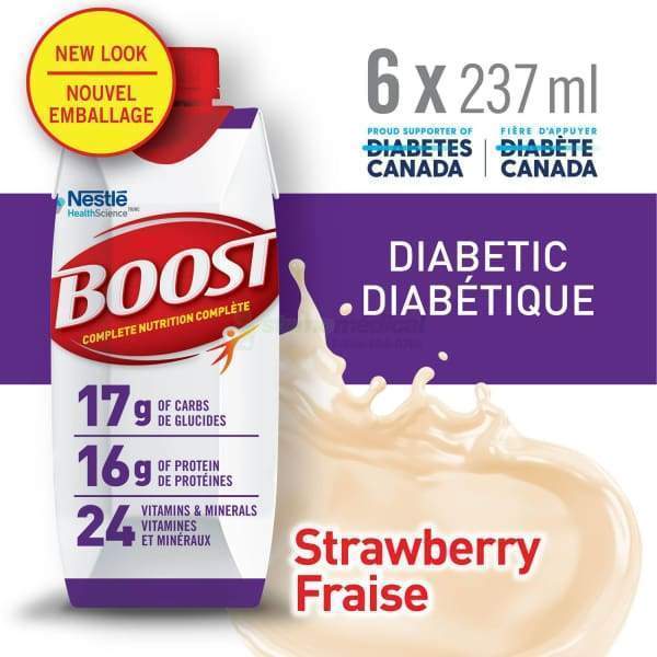 Boost Diabétique aux fraises 4x(6x237ml) formule nutritive Nestle Health Science