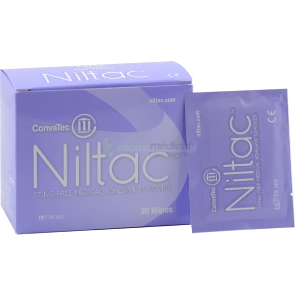 Dissolvant pour adhésif en lingette sans alcool NILTAC Dissolvants dadhésif Convatec