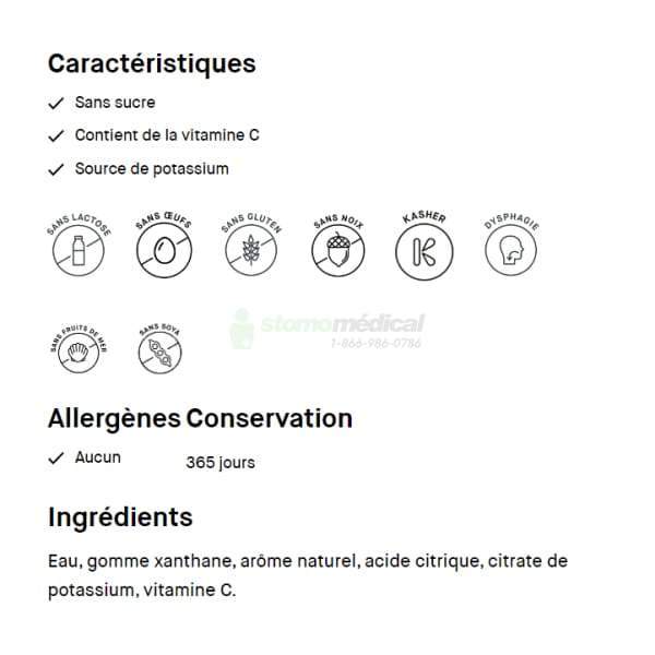 Oasis Hydra+ Eau citronnée / Lemon water (24 x 118ml) - IDDSI 2 et IDDSI 3 boissons épaissies Lassonde